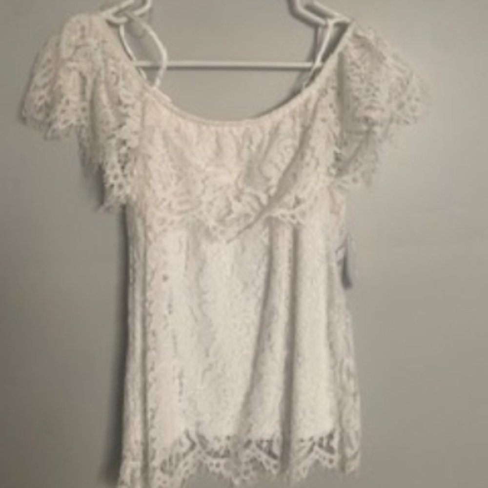 White lace off the shoulder top